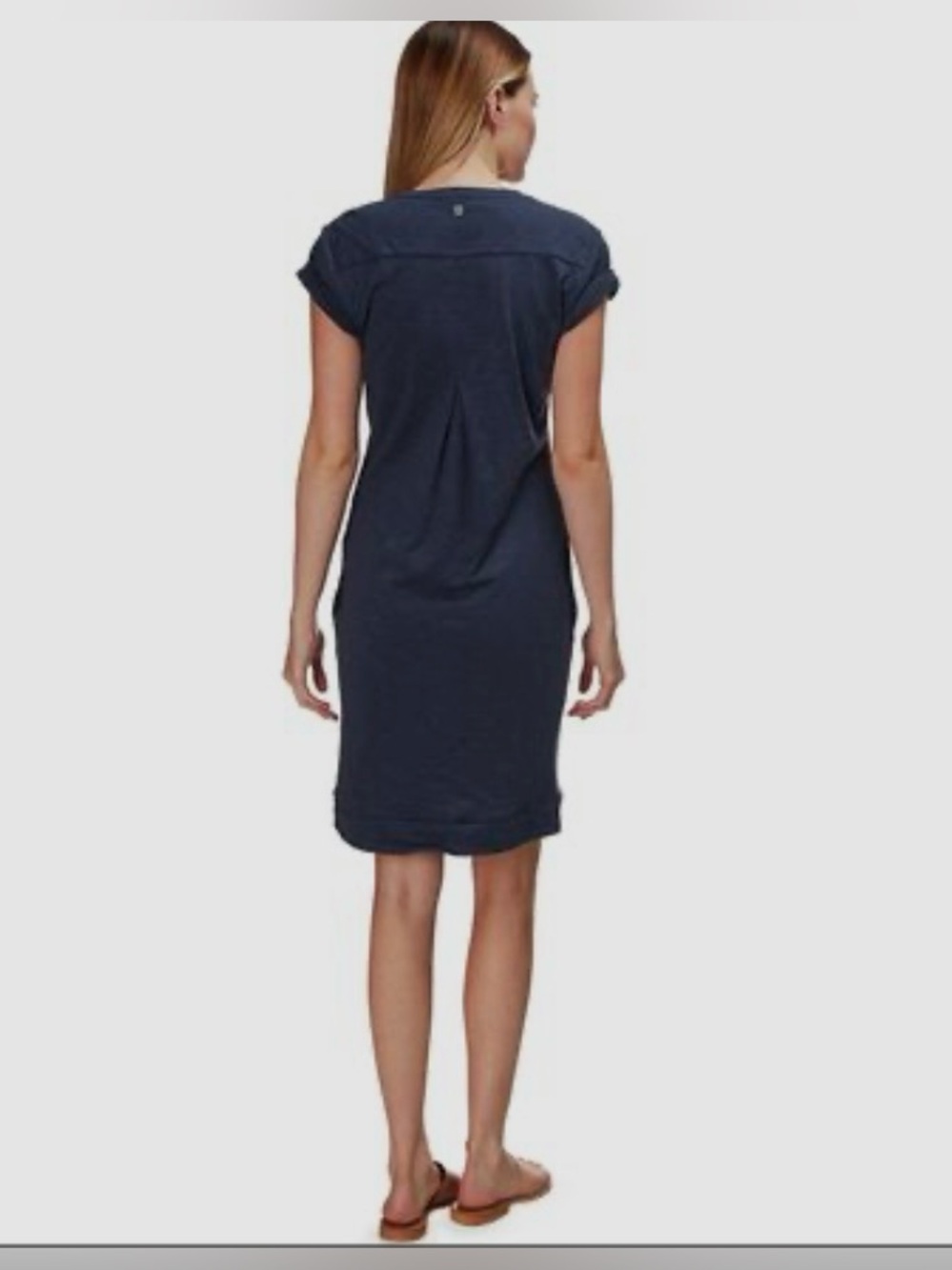Prana ‘Taxco’ Organic Cotton Heathered Navy Blue V-Neck T-Shirt Dress Size Small